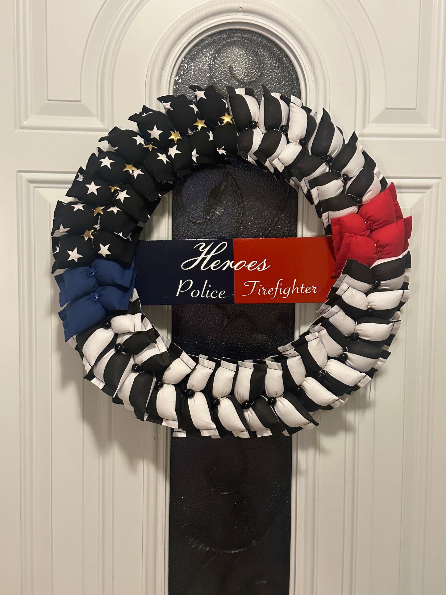 16"  First Responders Heroes Firefighter/Police Wreath #1