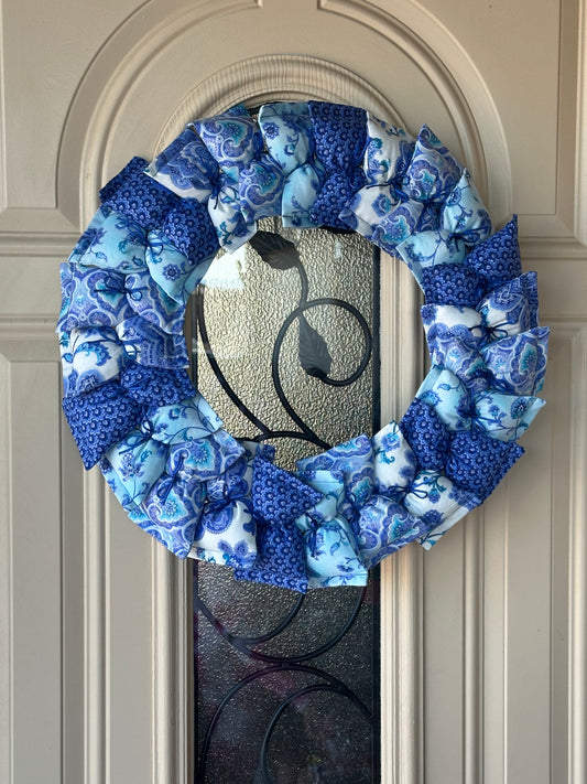 14" Blue Floral Wreath